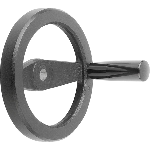 2-Spoke Handwheel D1=100 Reamed Hole D2=10H7, Aluminum, Black Powder, Comp:Thermoset, Revolving Grip